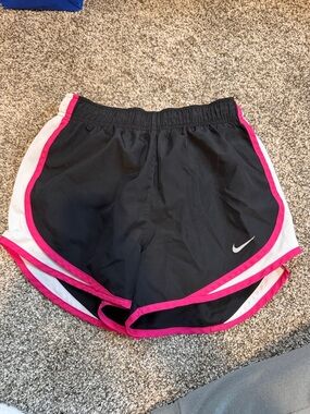 Nike Women’s Black Athletic Shorts with Pink Trim
